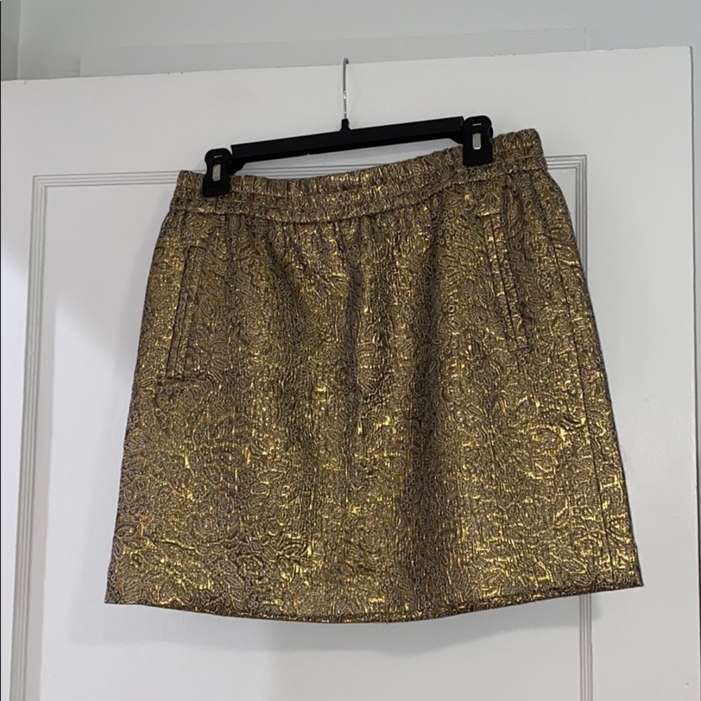 LOFT GOLD PATTERN SKIRT w/ POCKETS (sz M)